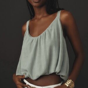 Anthropologie Ribbed Bubble Buckle Tank